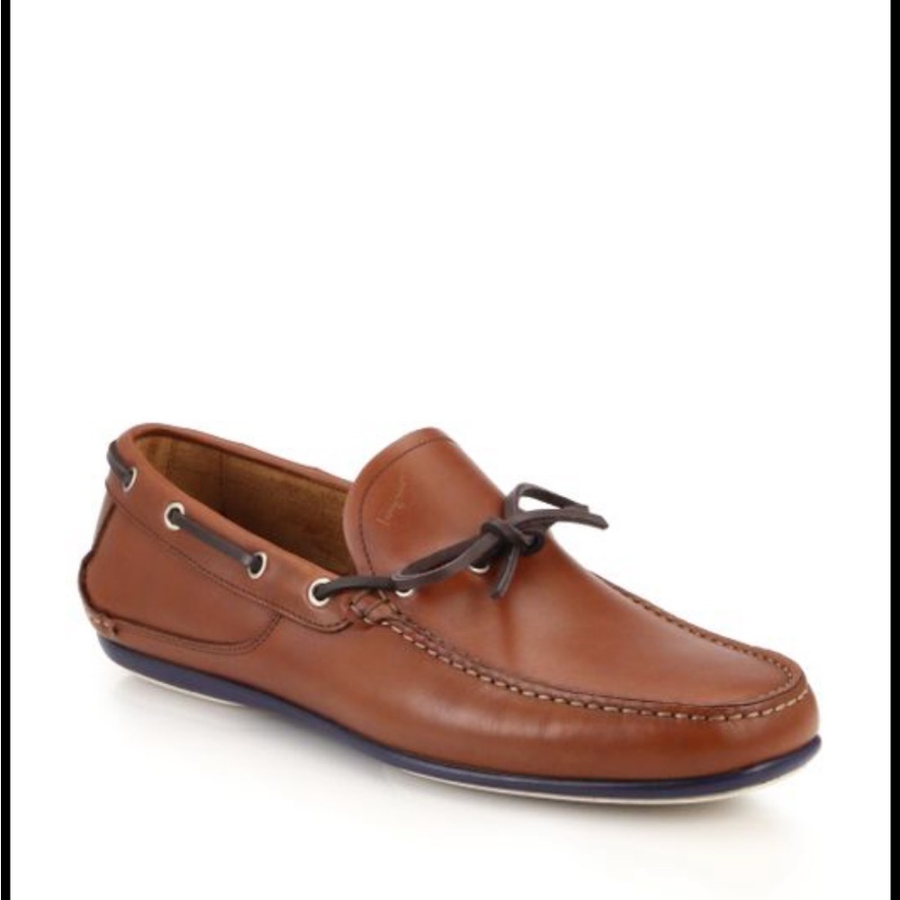 Salvatore Ferragamo loafers blue Marin calf saddle